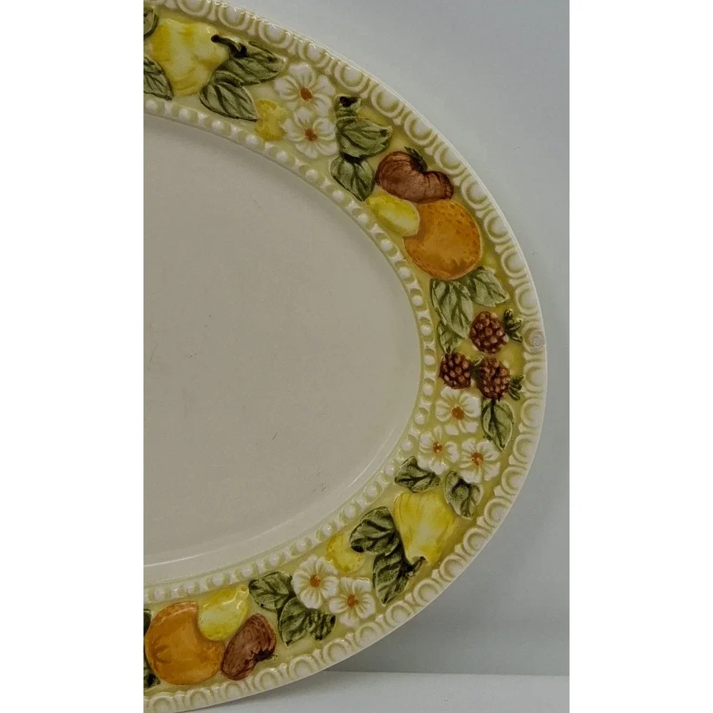 Vtg Metlox Poppytrail Vernon Ware Oval Platter Della Robbia 11